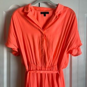 Banana Republic Dress Summer Bright Neon Orange Peach Pink womens size 8